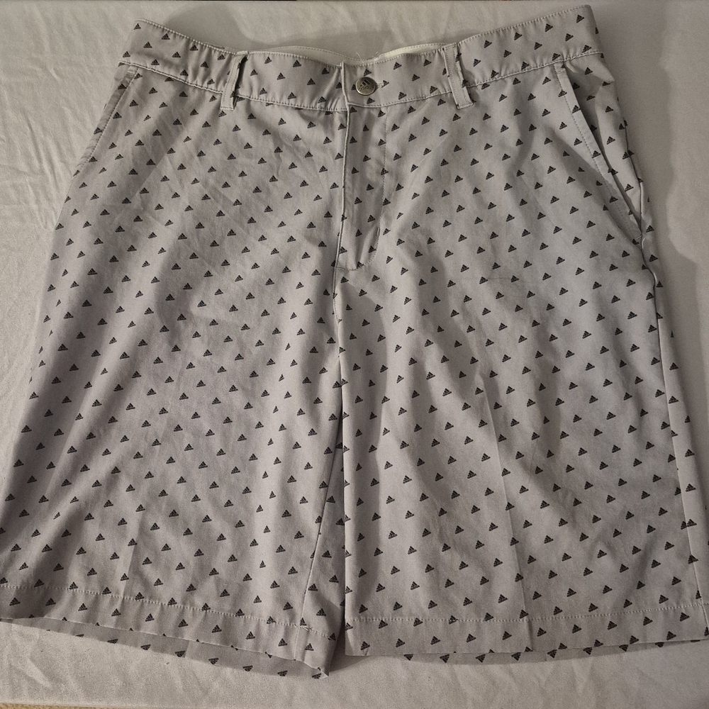 Adidas Performance Golf Shorts - Casual Grey Logo Print - Men's 32